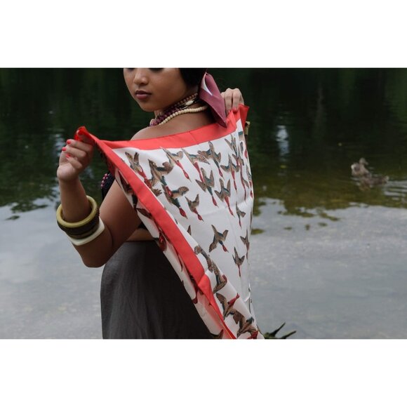 Redhead Flying Ducks Scarf Vintage Accessories - Picture 6 of 8